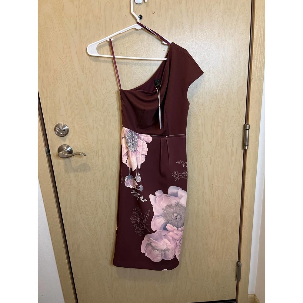 NWT Ted Baker London Nimala Floral One-Shoulder Body-Con Dress